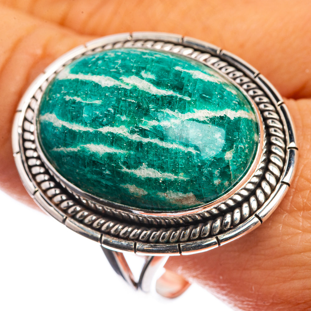 Huge Amazonite 925 Sterling Silver Ring Size 11.75