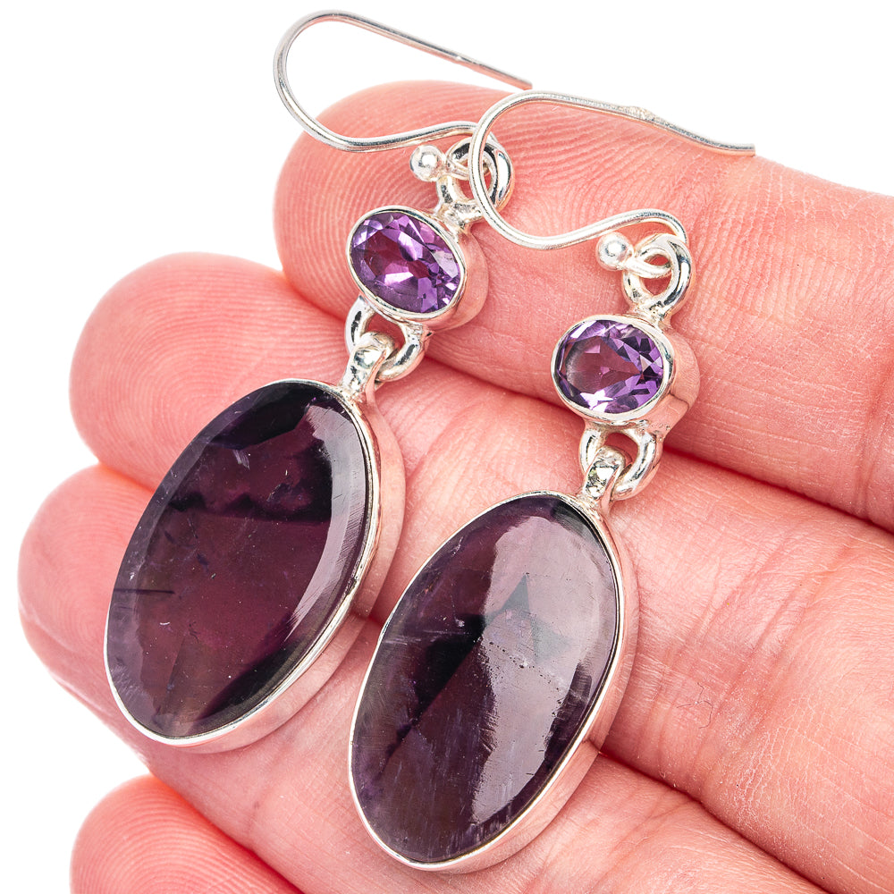 Star Amethyst, Amethyst Earrings 1 7/8" (925 Sterling Silver) E433111