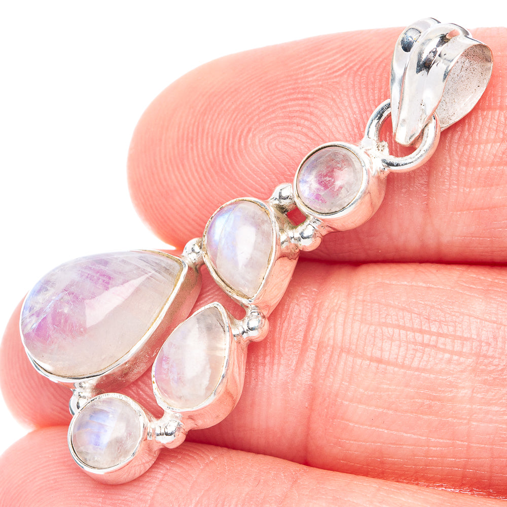 Rainbow Moonstone Pendant 1 1/2" (925 Sterling Silver) P41093