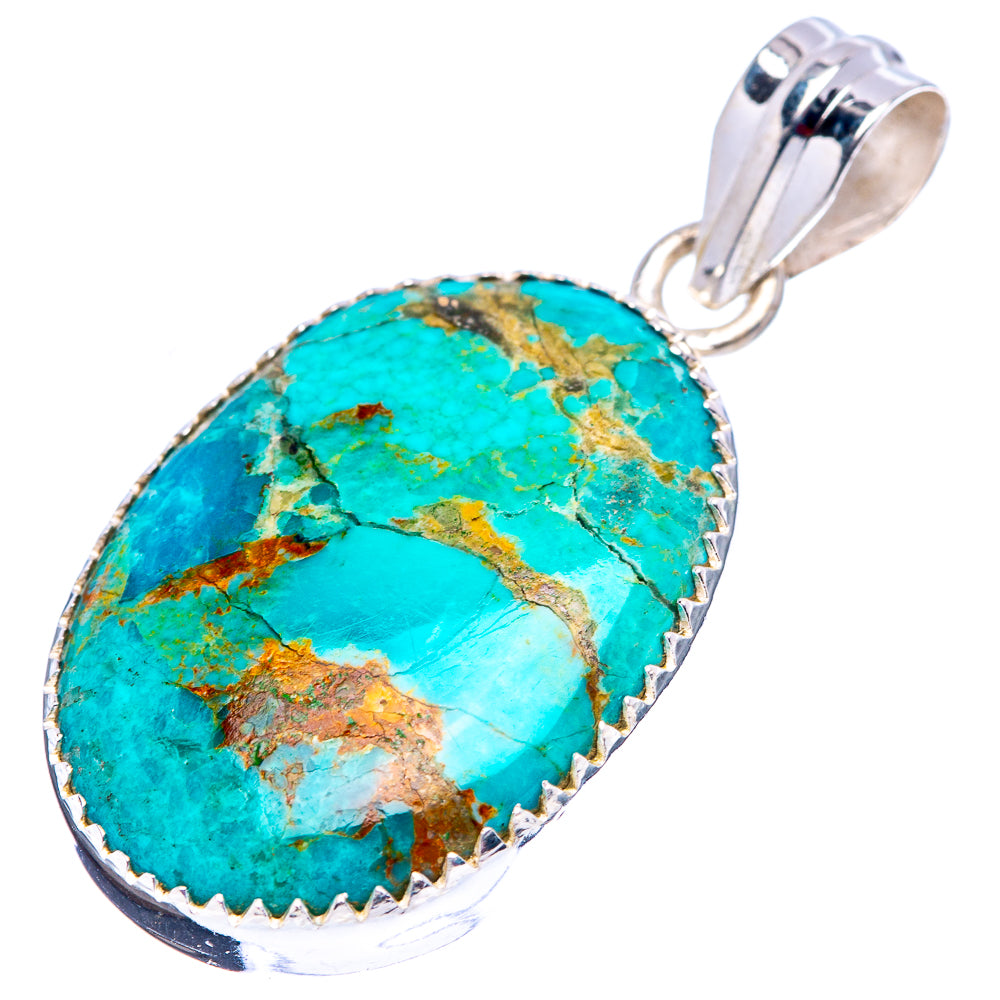 Kingman Turquoise Pendant 1 1/2" (.925 Sterling Silver)