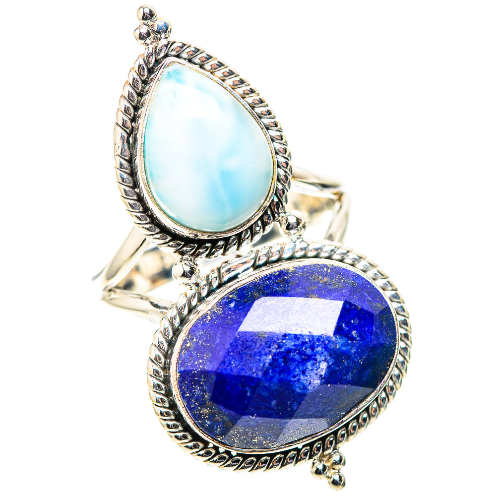 Large Lapis Lazuli, Larimar Ring Size 10.5 (925 Sterling Silver) RING138593