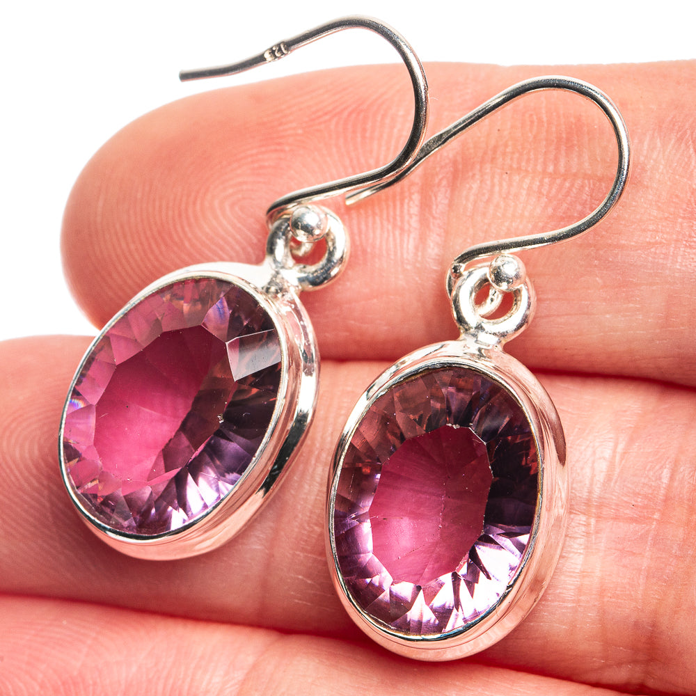 Color Change Alexandrite (Lab.) Earrings 1 3/8" (925 Sterling Silver) E432761