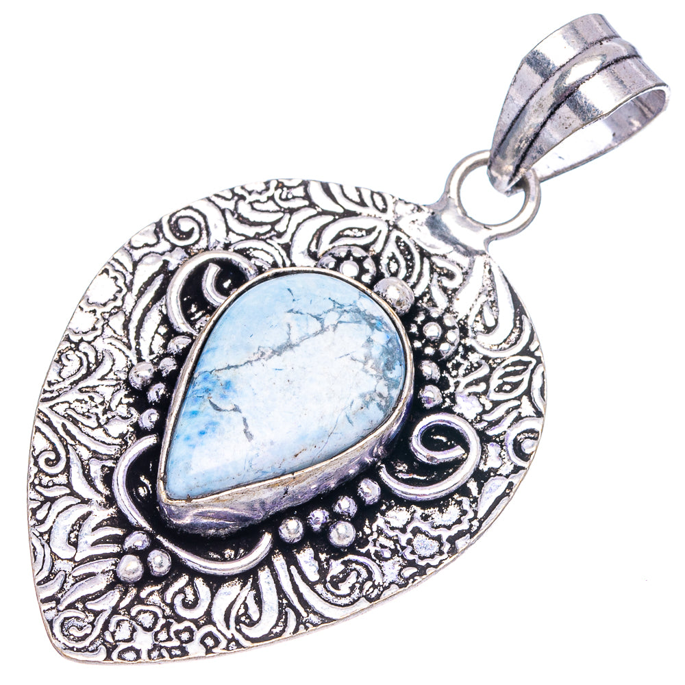 Larimar Pendant 2 1/8" (German Silver)