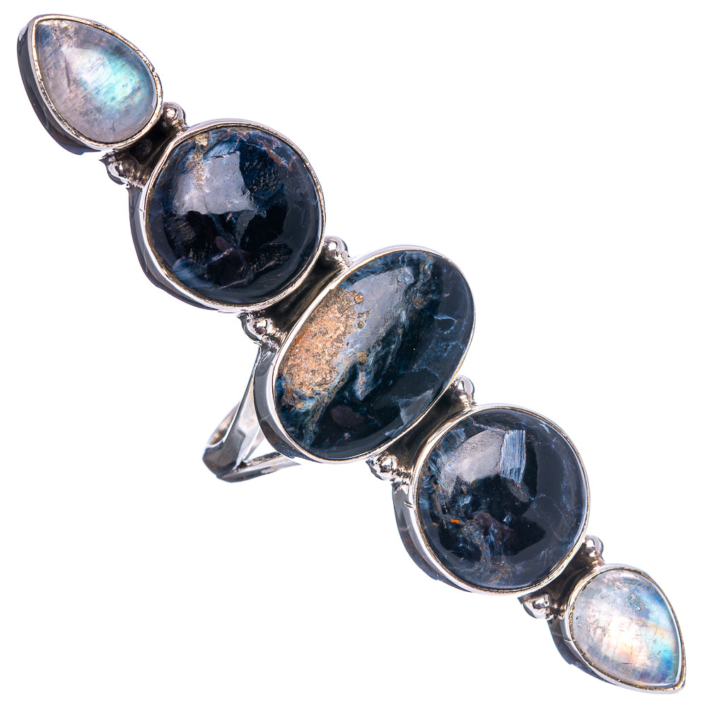 Premium Pietersite, Rainbow Moonstone Ring Size 7.5 (.925 Sterling Silver)