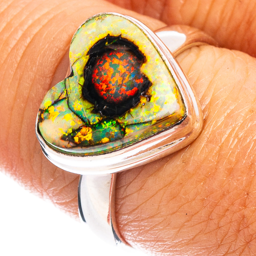 Rare Sterling Opal Heart Ring Size 7.75 (.925 Sterling Silver)