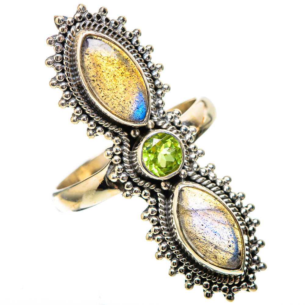 Large Labradorite, Peridot Ring Size 10 (925 Sterling Silver) RING138028
