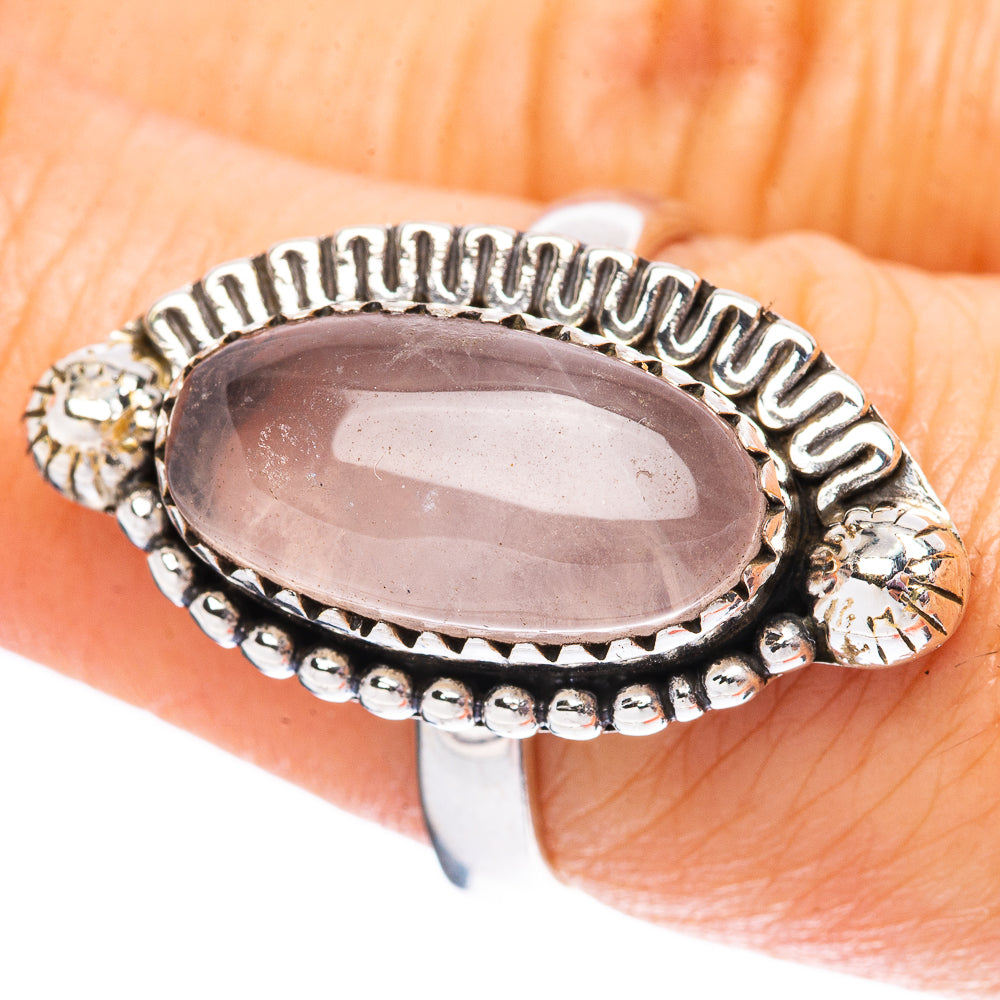Rose Quartz 925 Sterling Silver Ring Size 7.25 (925 Sterling Silver) R3856