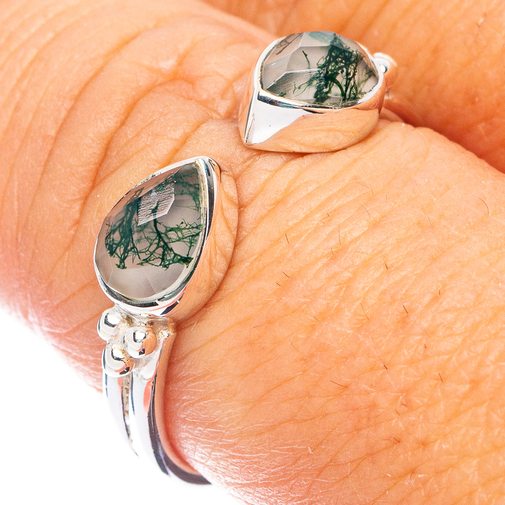 Premium Green Moss Agate Ring Size 8 (925 Sterling Silver) RING7757