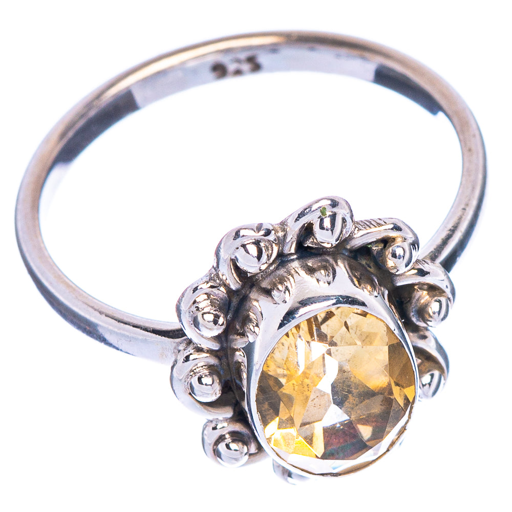 Faceted Citrine Flower Dainty Ring Size 4.75 (925 Sterling Silver) R147138