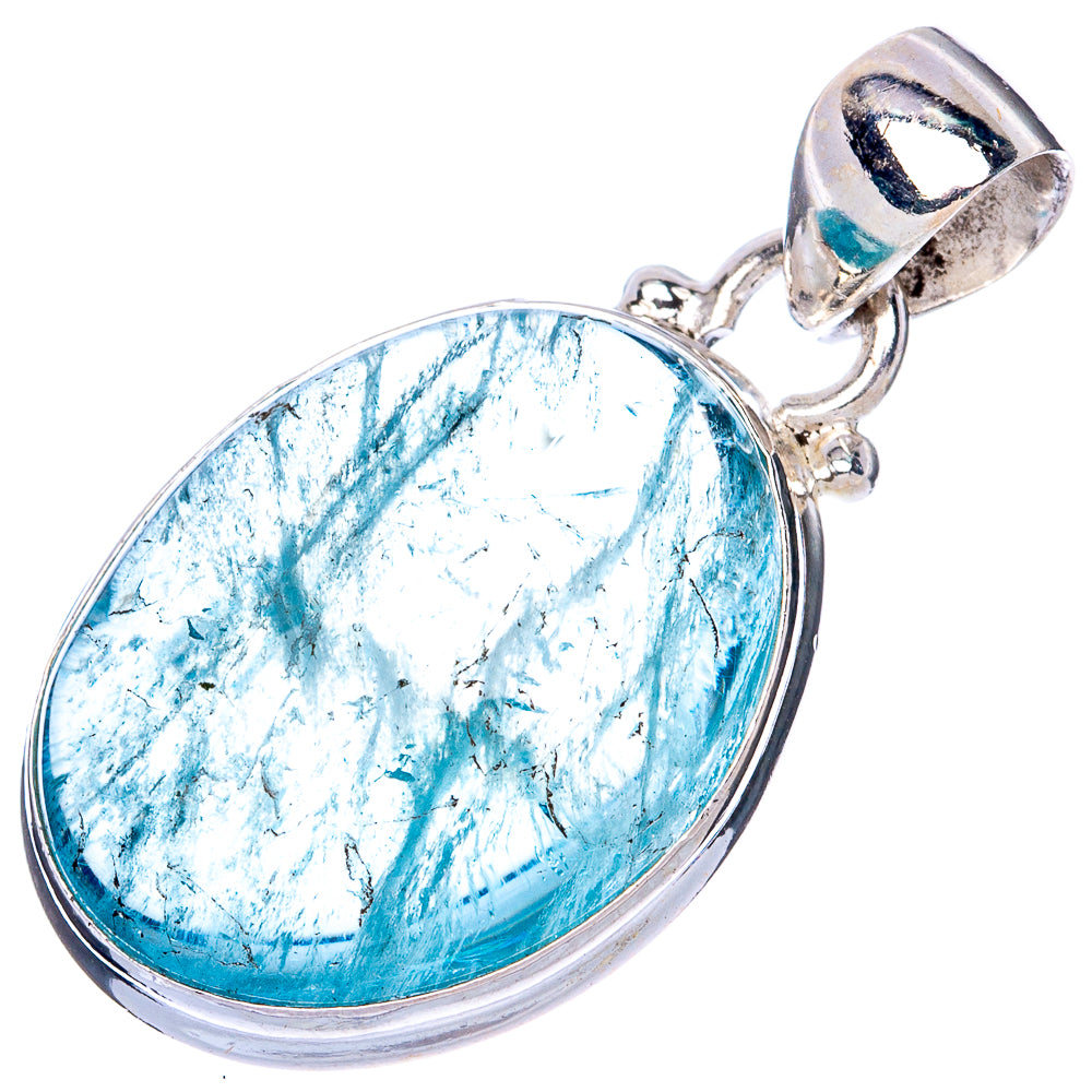 Natural Aquamarine 925 Sterling Silver Pendant 1 1/4" (925 Sterling Silver) P41878