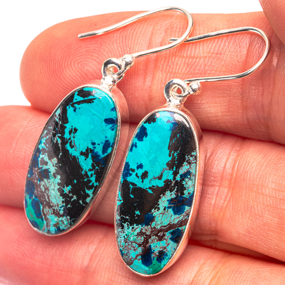 Shattuckite Earrings 1 5/8" (925 Sterling Silver) E432276