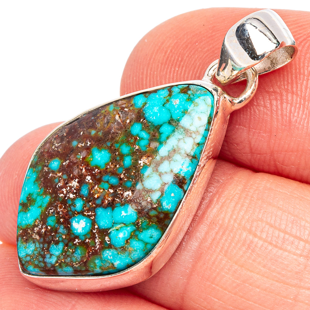 Rare Sonoran South Hill Turquoise Pendant 1 1/4" (925 Sterling Silver) P44974