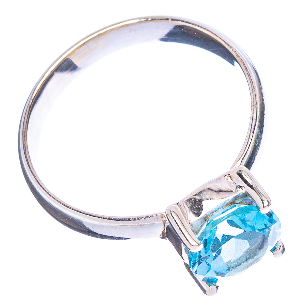 Faceted Blue Topaz Ring Size 7.75 (.925 Sterling Silver)