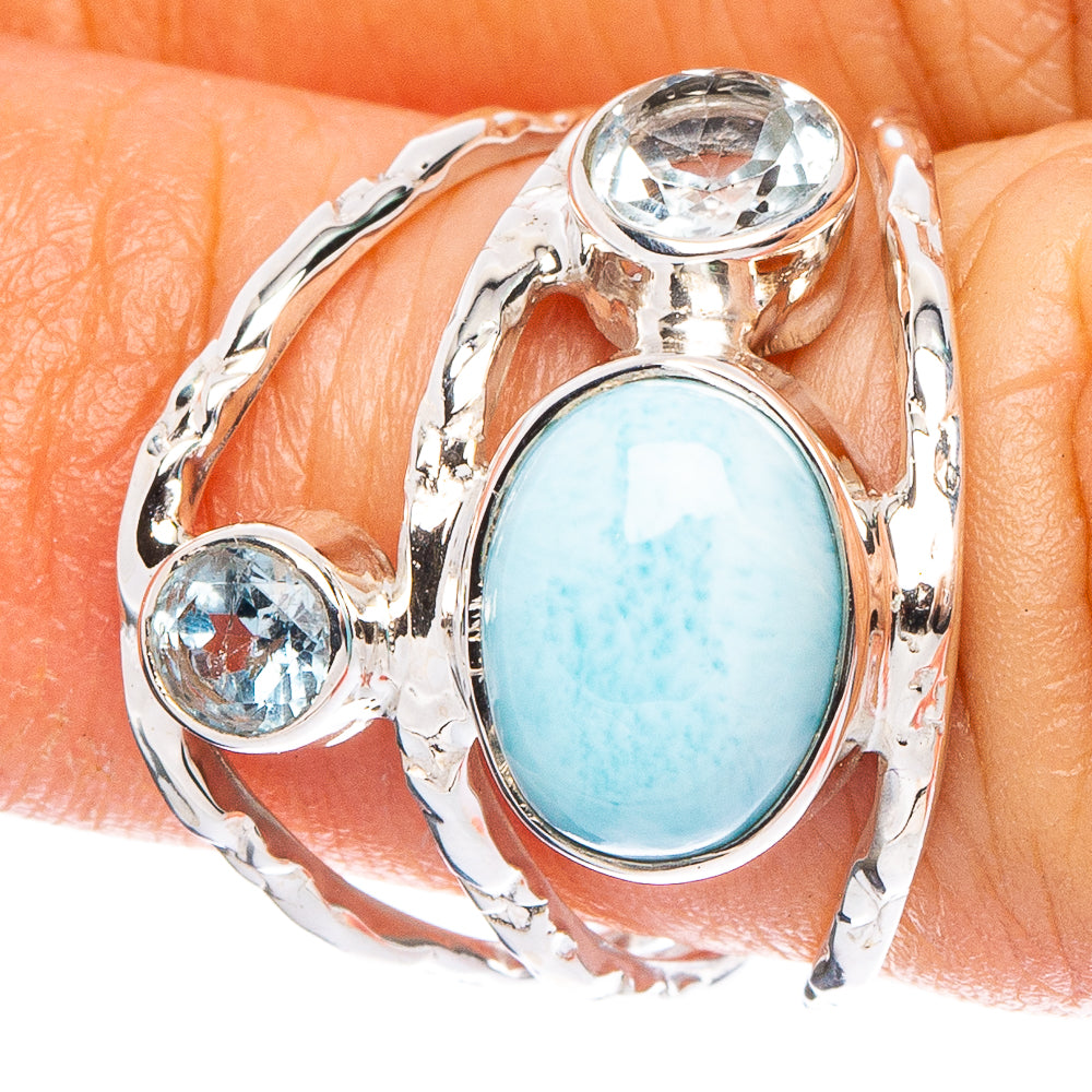Larimar, Blue Topaz 925 Sterling Silver Premium Ring Size 5.75 (925 Sterling Silver) R6513