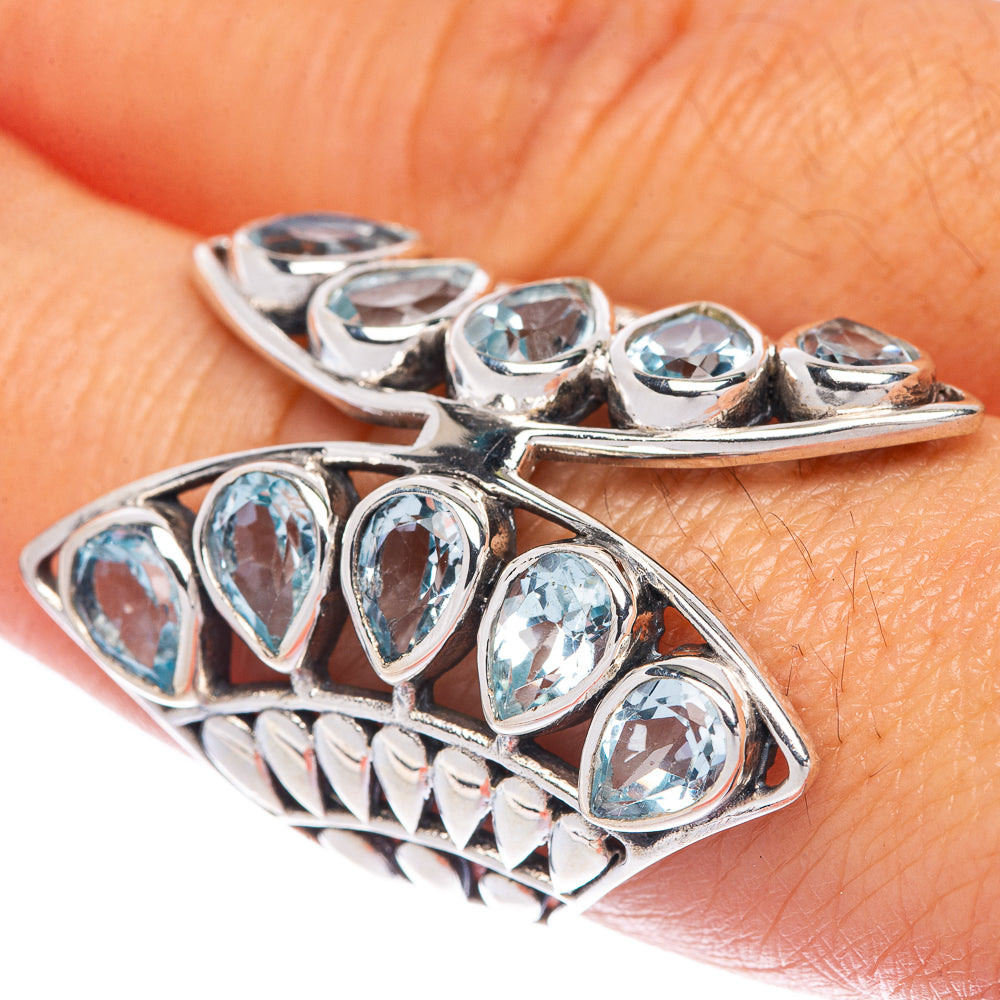 Large Blue Topaz Ring Size 8 (925 Sterling Silver) R144806