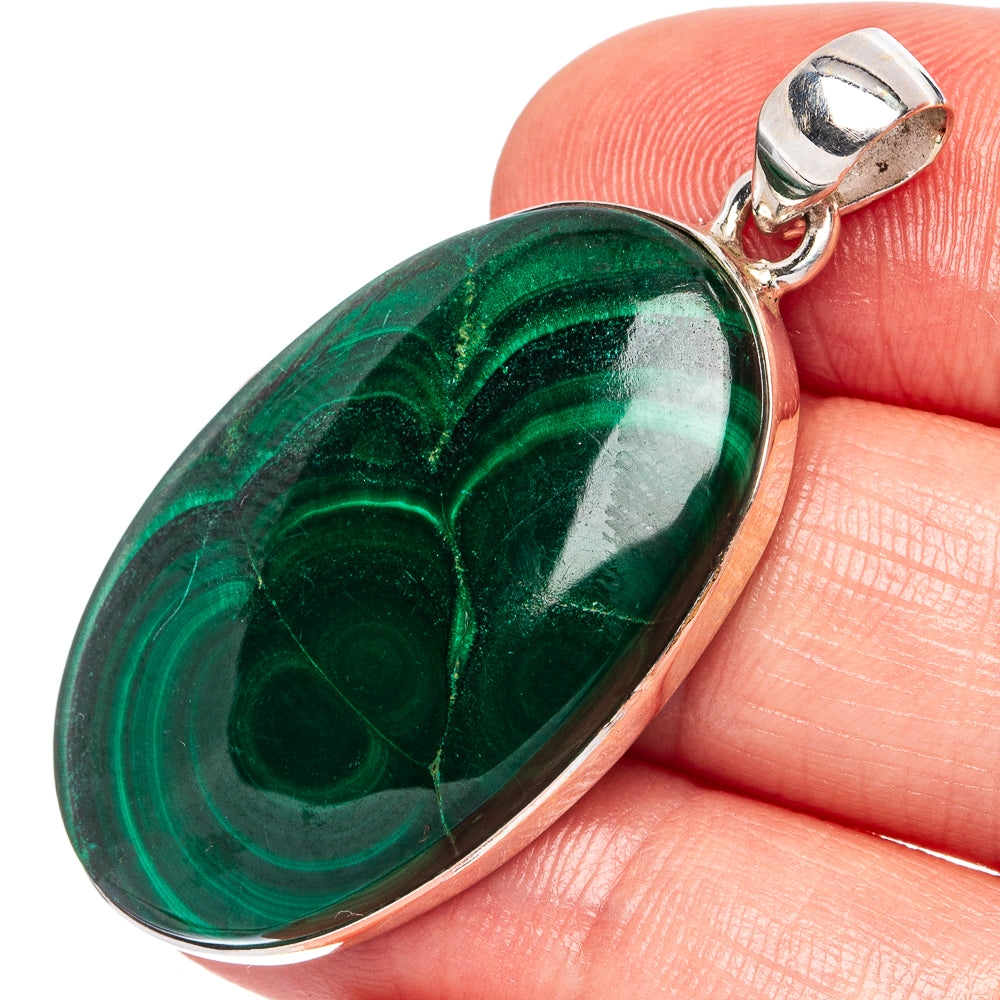Malachite Pendants 1 3/4" (925 Sterling Silver) P43209