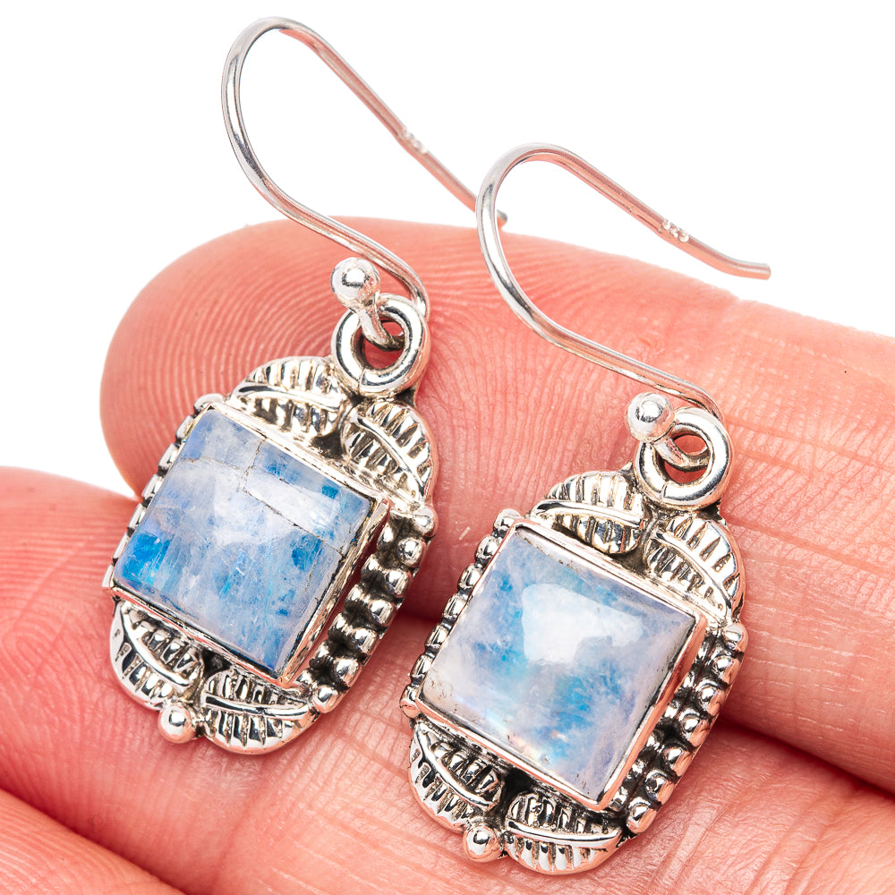 Rainbow Moonstone Earrings 1 1/4" (925 Sterling Silver) E1376
