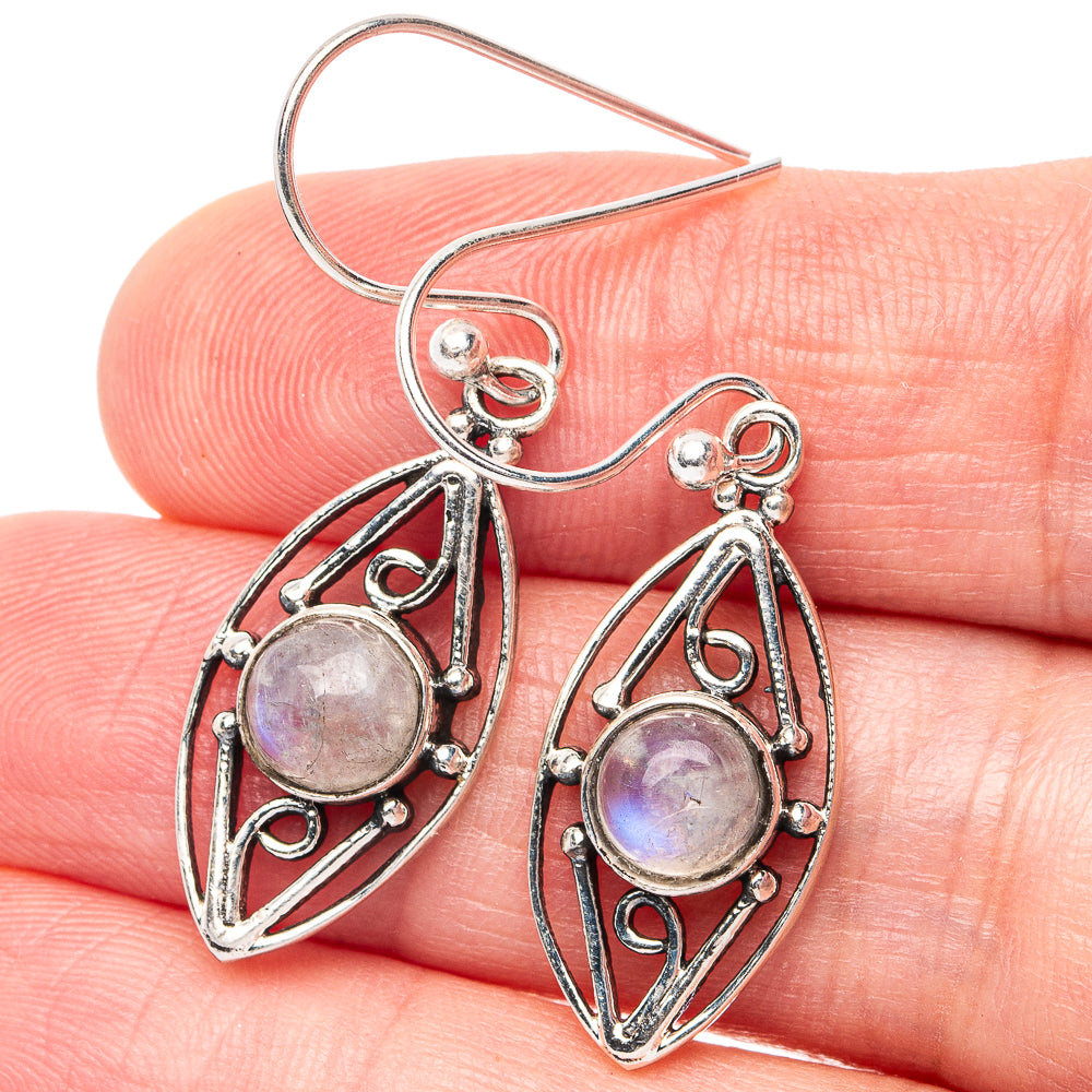 Rainbow Moonstone Earrings 1 1/2" (925 Sterling Silver) E2920