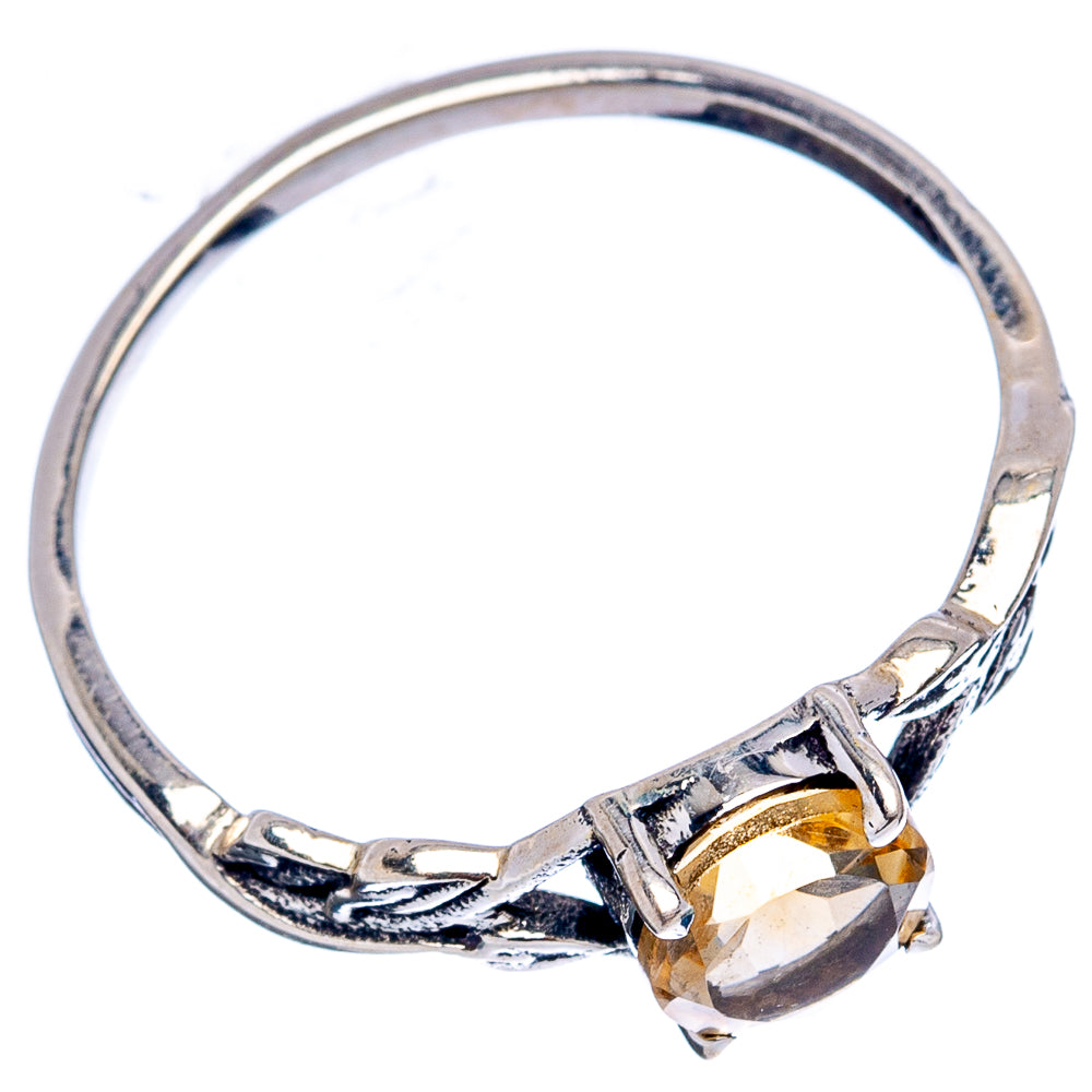 Citrine Dainty Ring Size 7.75 (.925 Sterling Silver)