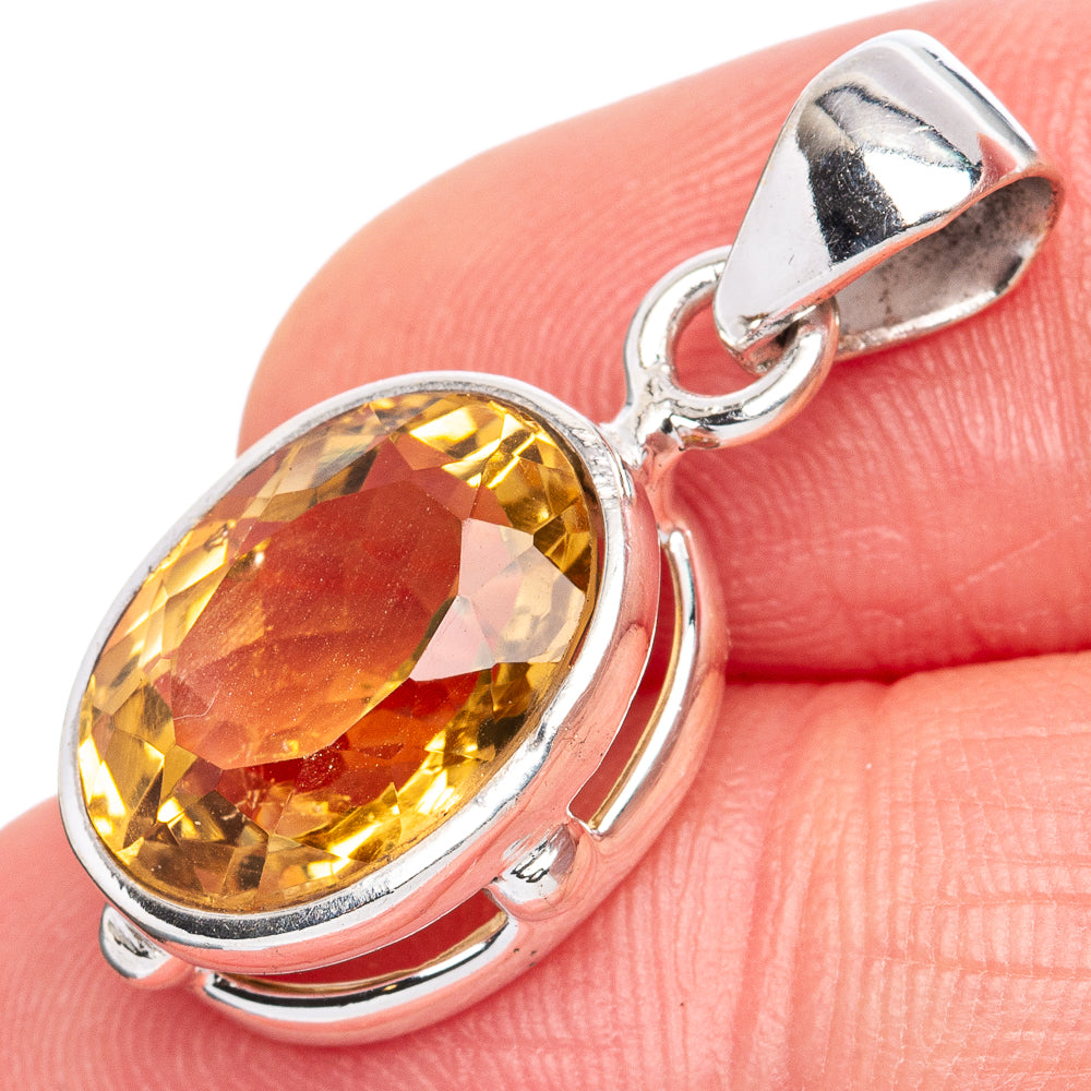 Value Faceted Citrine Pendant 1 1/8" (925 Sterling Silver) P42100