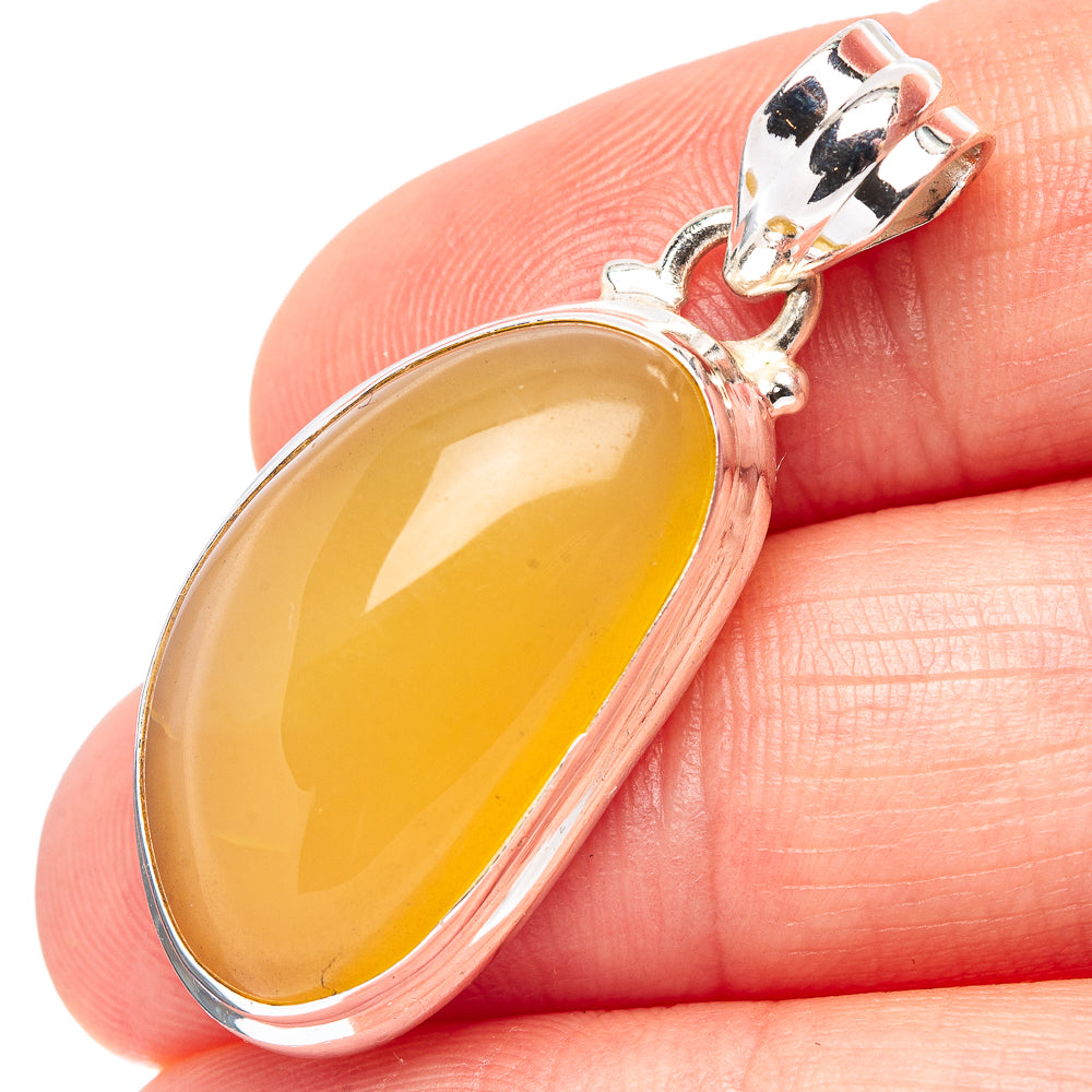 Bone Amber Pendant 1 1/2" (.925 Sterling Silver)