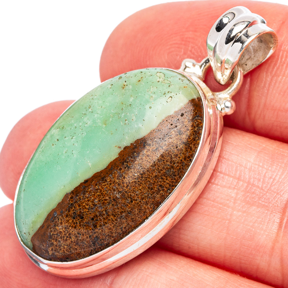 Boulder Chrysoprase Pendant 1 1/2" (925 Sterling Silver) P44039