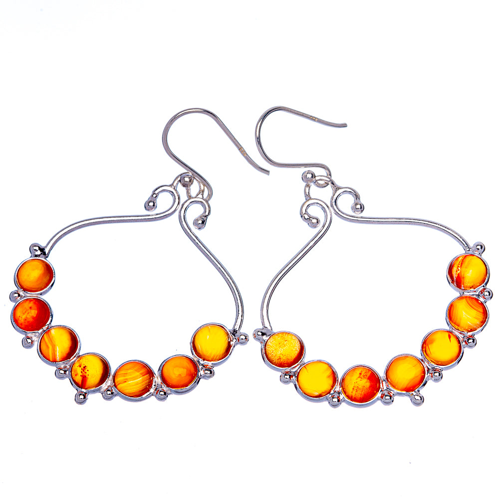 Carnelian Earrings 1 7/8" (925 Sterling Silver) E433045