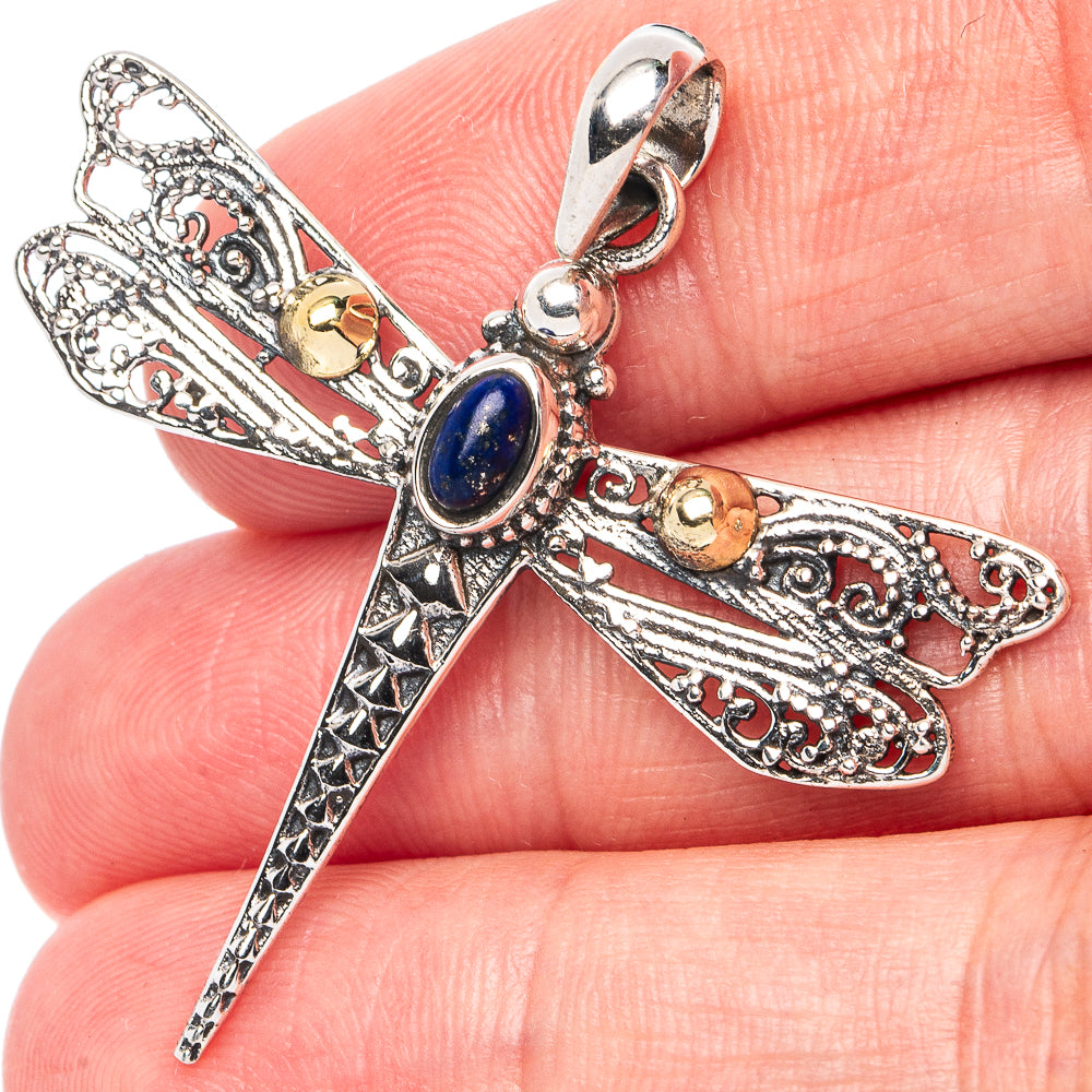 Dainty Lapis Lazuli Dragonfly Pendant 1 1/2" (925 Sterling Silver) P45308