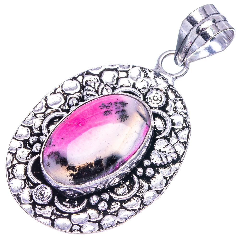Pink Dendritic Opal Pendant 2" (German Silver)