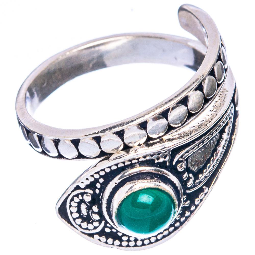 Green Onyx Dainty Ring Size 7 Adjustable (925 Sterling Silver) R5221