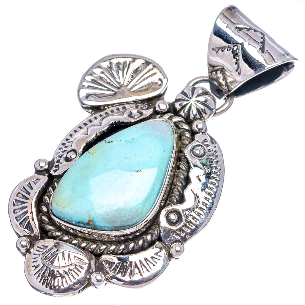 Exclusive Native Style Golden Hills Turquoise Pendant 2" (.925 Sterling Silver)