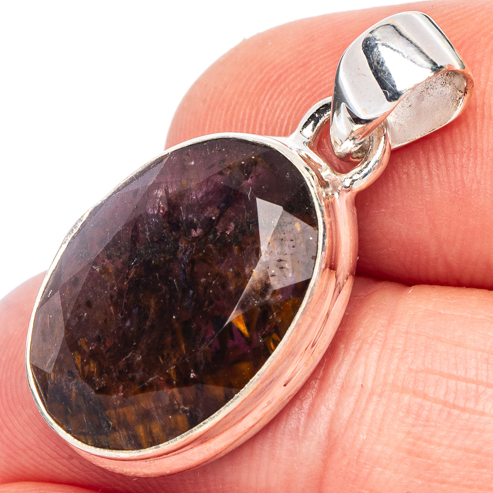 Rare Cacoxenite Amethyst Pendant 1 1/8" (925 Sterling Silver) P44192