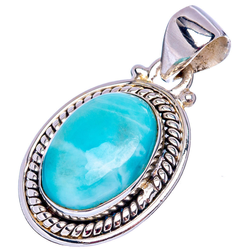 Rare Larimar Pendant 1 1/8" (.925 Sterling Silver)