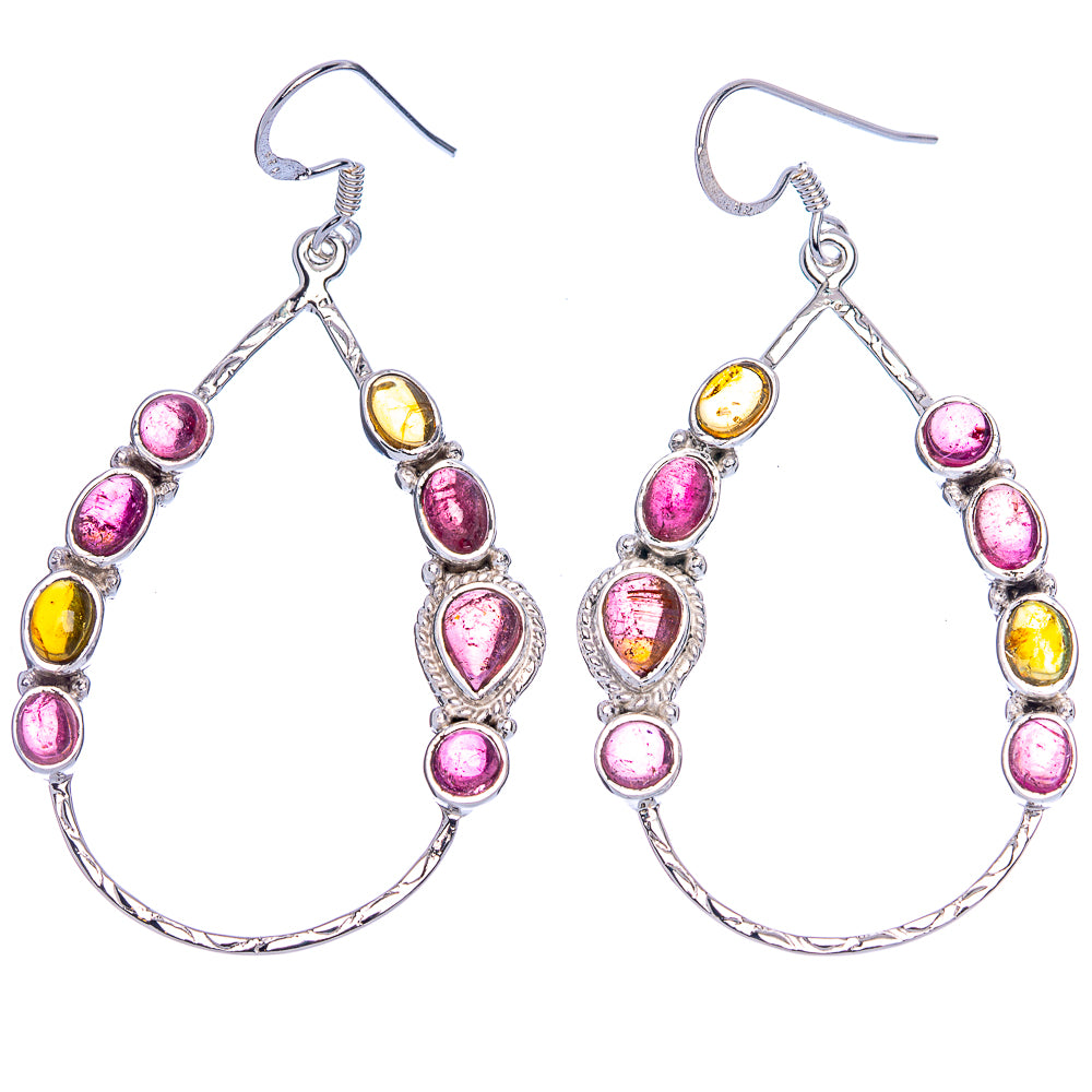 Signature Pink Tourmaline Earrings 2 3/8" (925 Sterling Silver) E1178