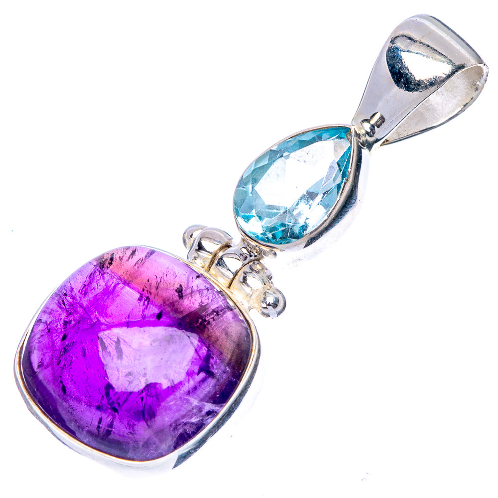 Amethyst, Blue Topaz Pendant 1 3/8" (925 Sterling Silver) P41142