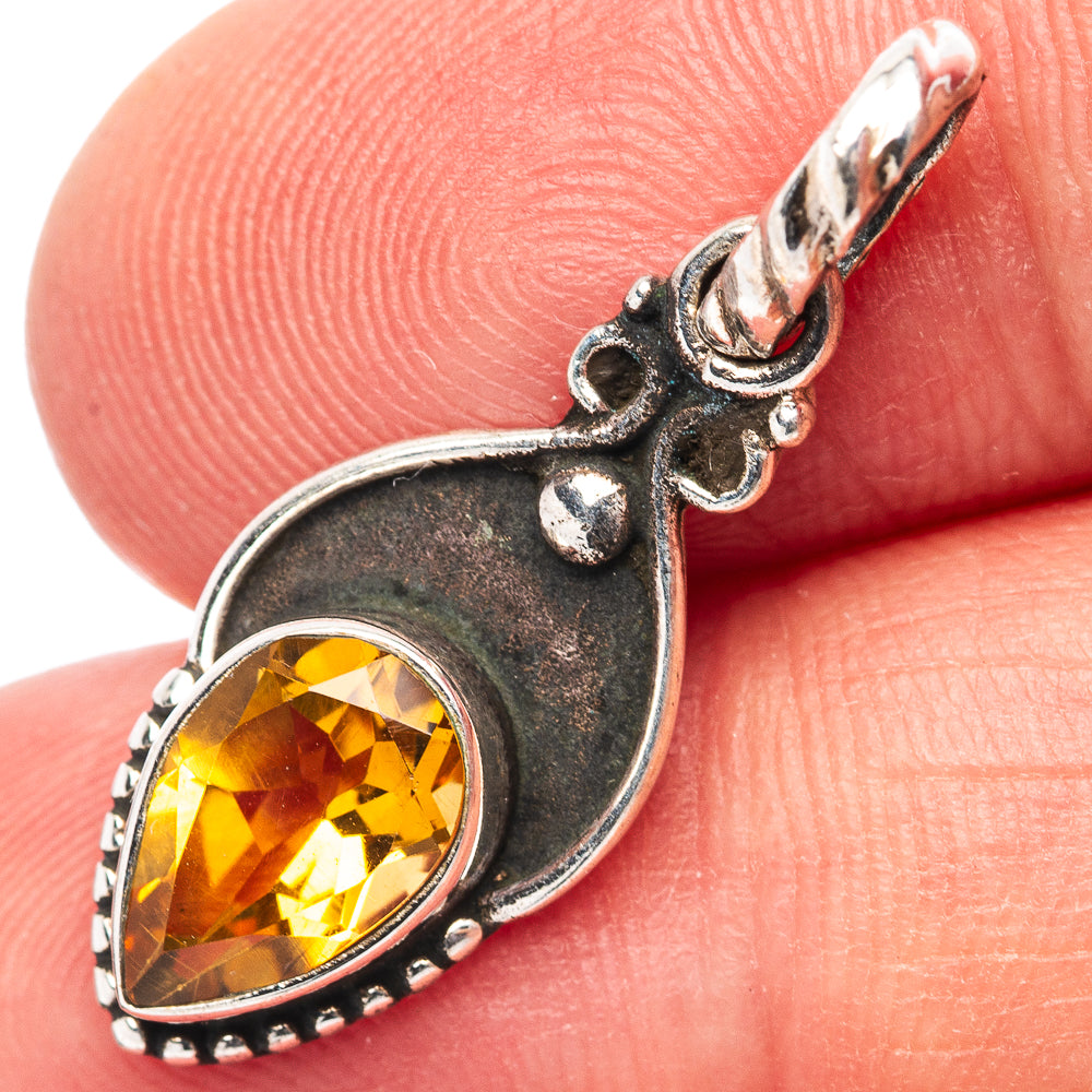 Dainty Citrine Pendant 1 1/8" (.925 Sterling Silver)