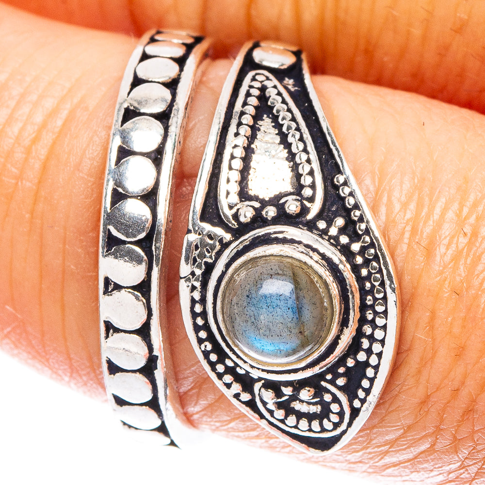 Labradorite Dainty Ring Size 7 Adjustable (925 Sterling Silver) R5220