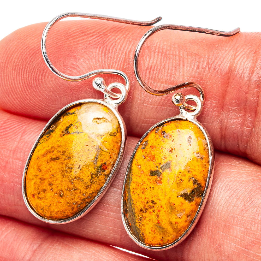 Bumblebee Jasper Earrings 1 3/8" (.925 Sterling Silver)