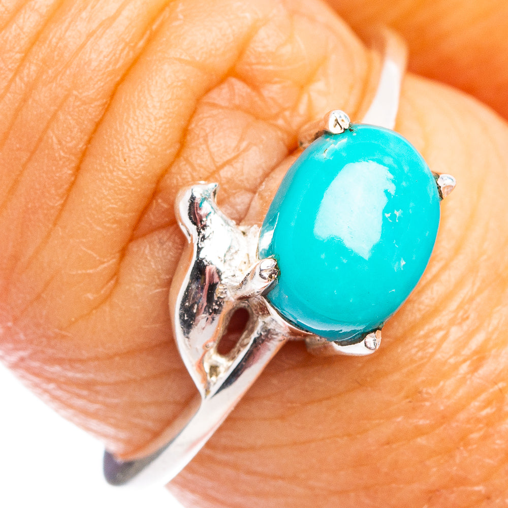 Turquoise Bird Dainty Ring Size 7.5 (.925 Sterling Silver)