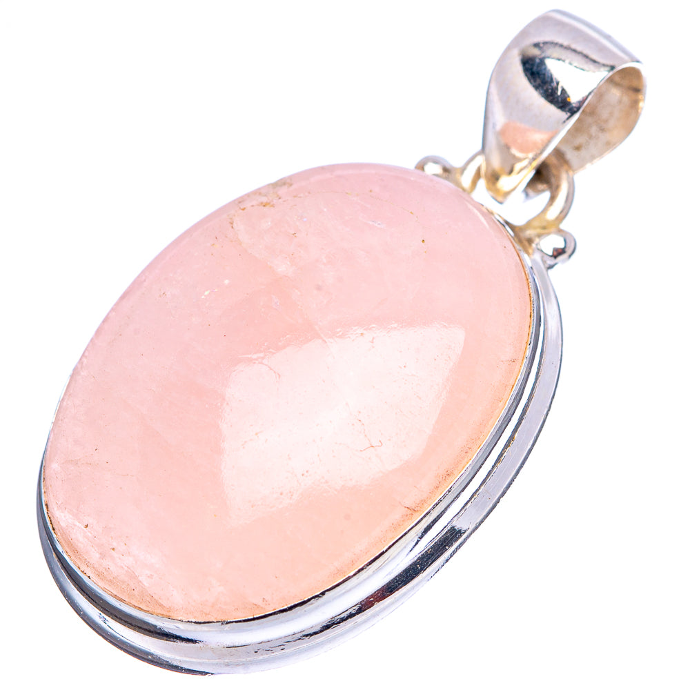 Rose Quartz Pendant 1 3/8" (.925 Sterling Silver)
