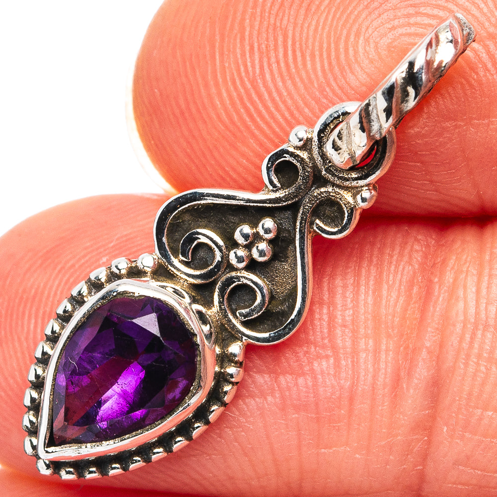 Amethyst Dainty Pendant 1 1/8" (.925 Sterling Silver)
