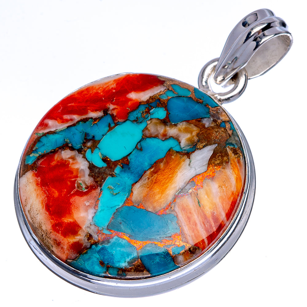 Spiny Oyster Turquoise Pendant 1 1/2" (925 Sterling Silver) P40144