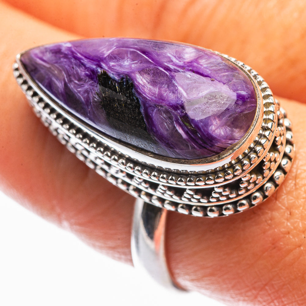 Large Charoite Ring Size 9 (925 Sterling Silver) R142322