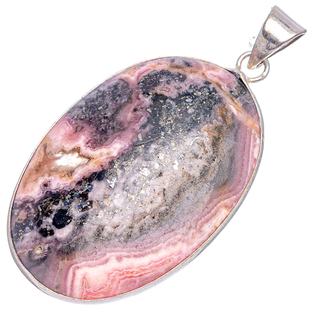 Rhodochrosite Pendant 2 1/8" (Silver Plated)
