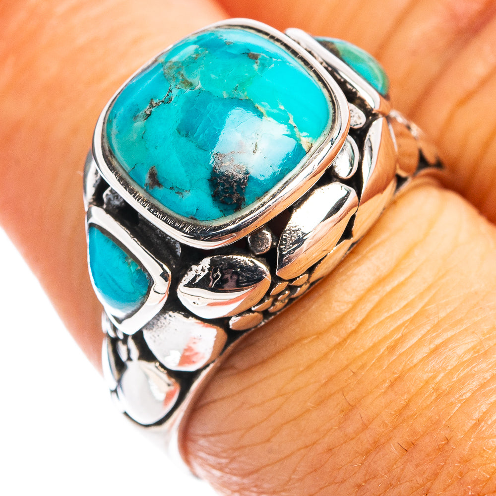 Native Style Mohave Turquoise Ring Size 7.75 (.925 Sterling Silver)