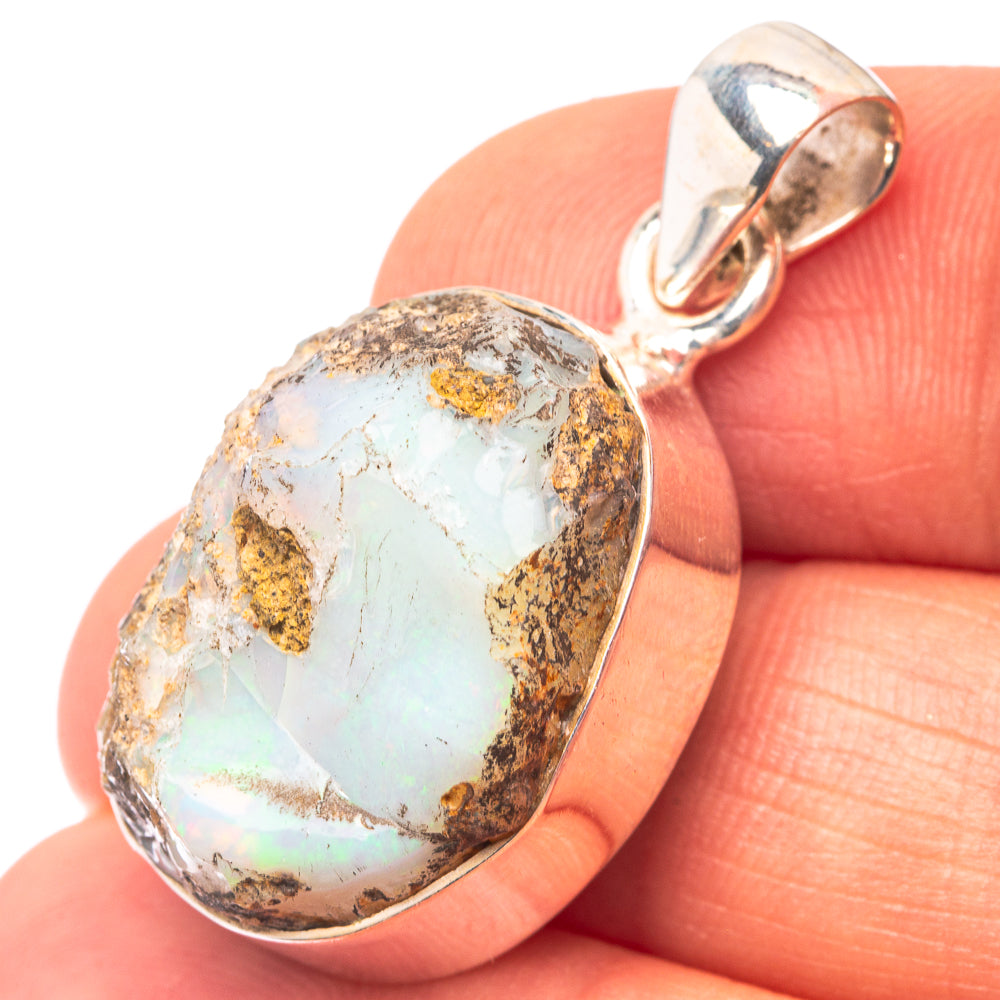 Raw Ethiopian Opal 925 Sterling Silver Pendant 1 1/4" (925 Sterling Silver) PD38651
