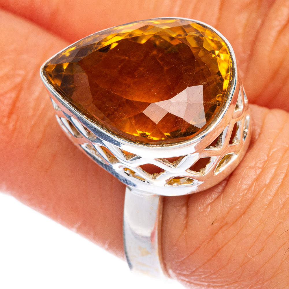 Faceted Citrine Ring Size 6.75 (925 Sterling Silver) R1060