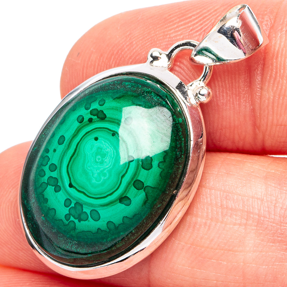 Malachite Pendant 1 3/8" (.925 Sterling Silver)