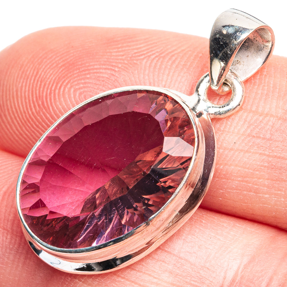 Faceted Color Change Alexandrite (Lab.) Pendant 1 1/8" (925 Sterling Silver) P39346