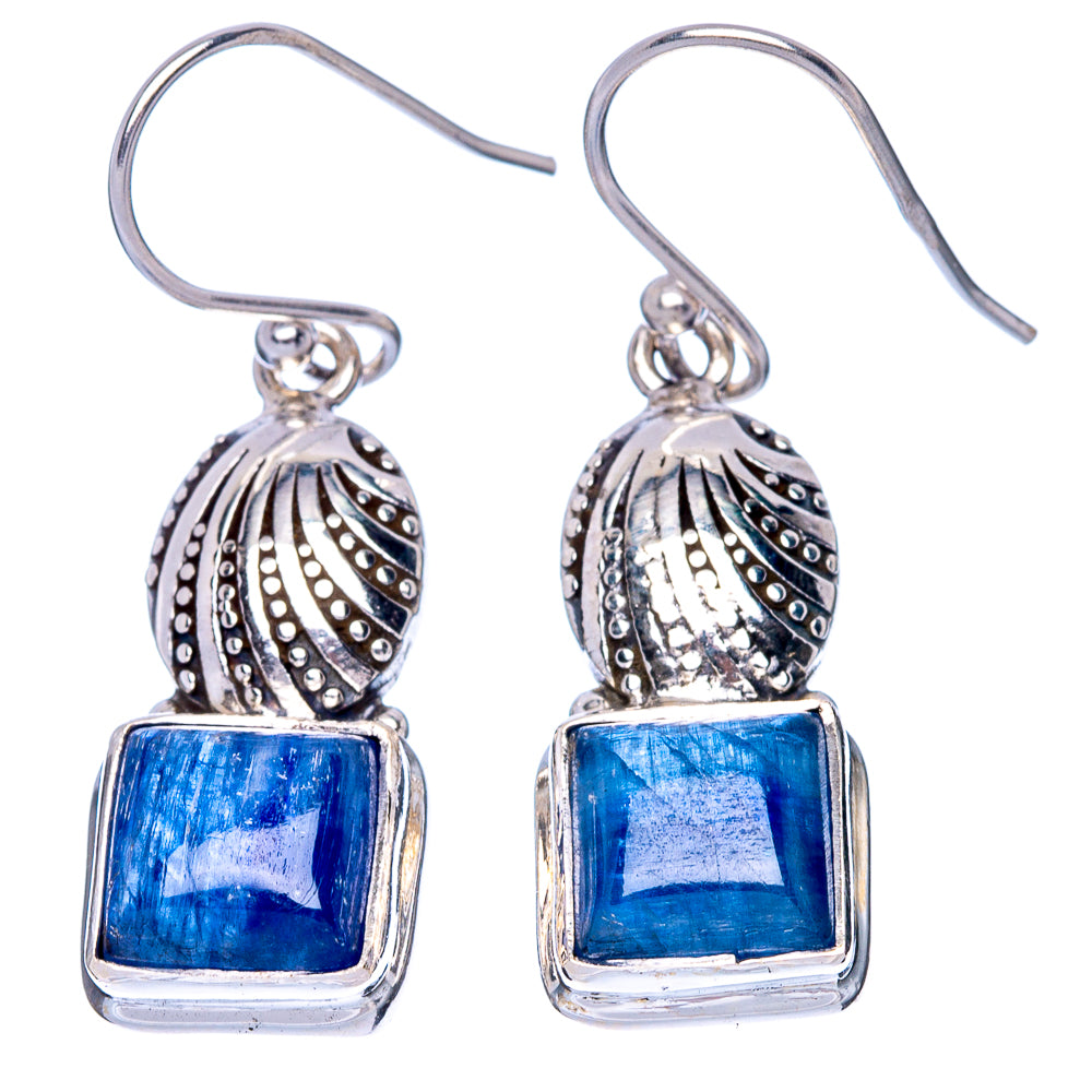 Kyanite Seashell Earrings 1 3/8" (925 Sterling Silver) E1420